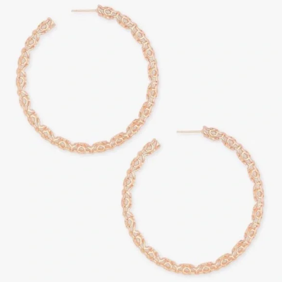 NEW Kendra Scott 2.5” Maggie Hoops in Rose Gold Filigree - Picture 8 of 8